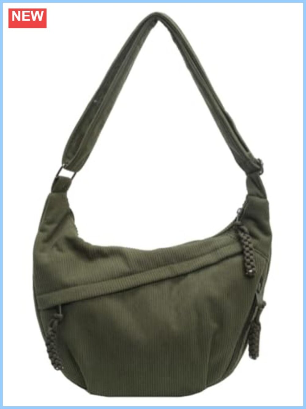 Corduroy Hobo Bag Crescent Shoulder Crossbody Purse Wide Strap Unisex